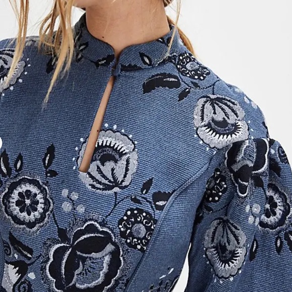 Charo Ruiz Ibiza "Ara" Mini Dress in Blue Jacquard (NWT) - Picture 3 of 3